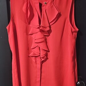 Karl Lagerfeld Vibrant Red Ruffle Blouse